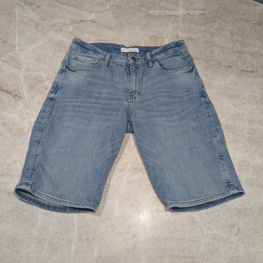 Mango Light Blue Jean Shorts for Men
